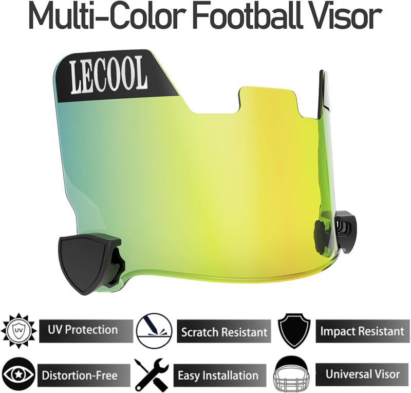 LeCool Multi-Color Football Visor,Enhance Your Game -Fits Adult & Youth Football Helmets - Image 2